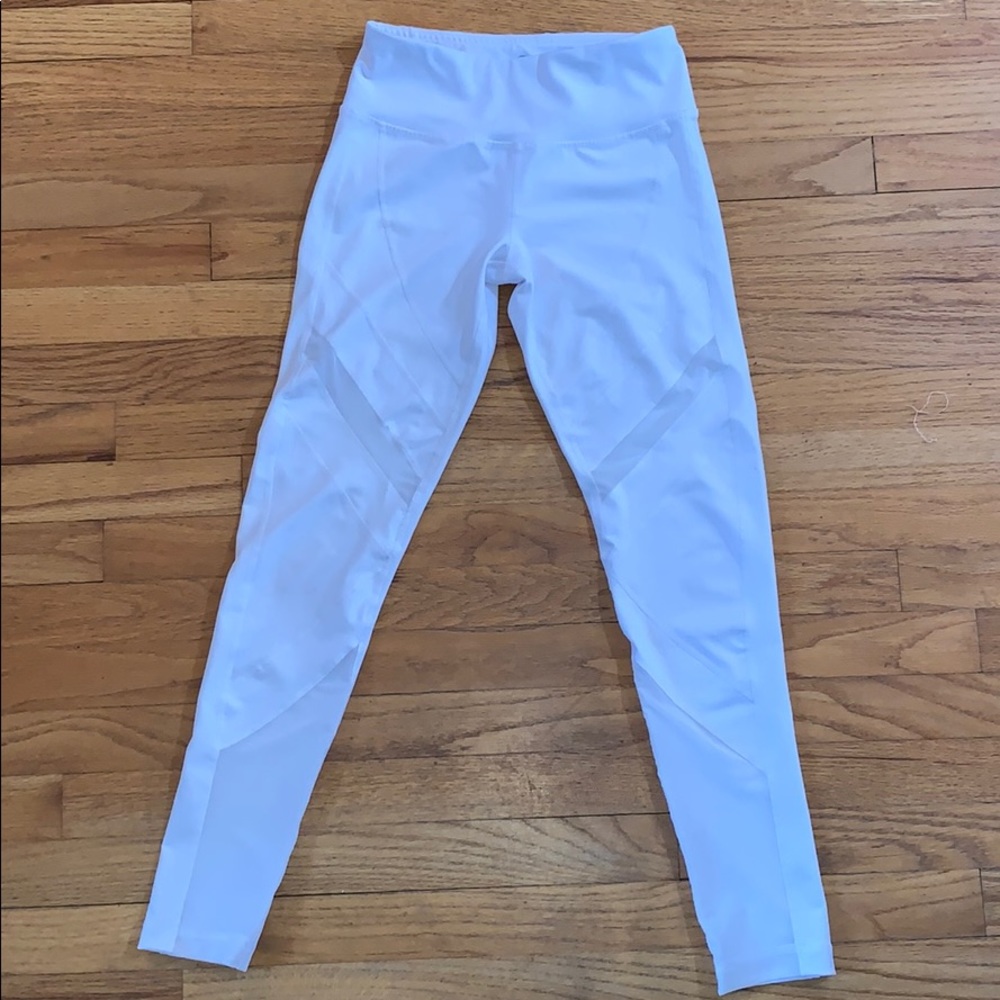 White Athletic Leggings with Mesh Cut Outs!